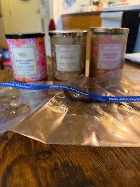 Bath & Body Works Pink & Gold Floral Candle Trio